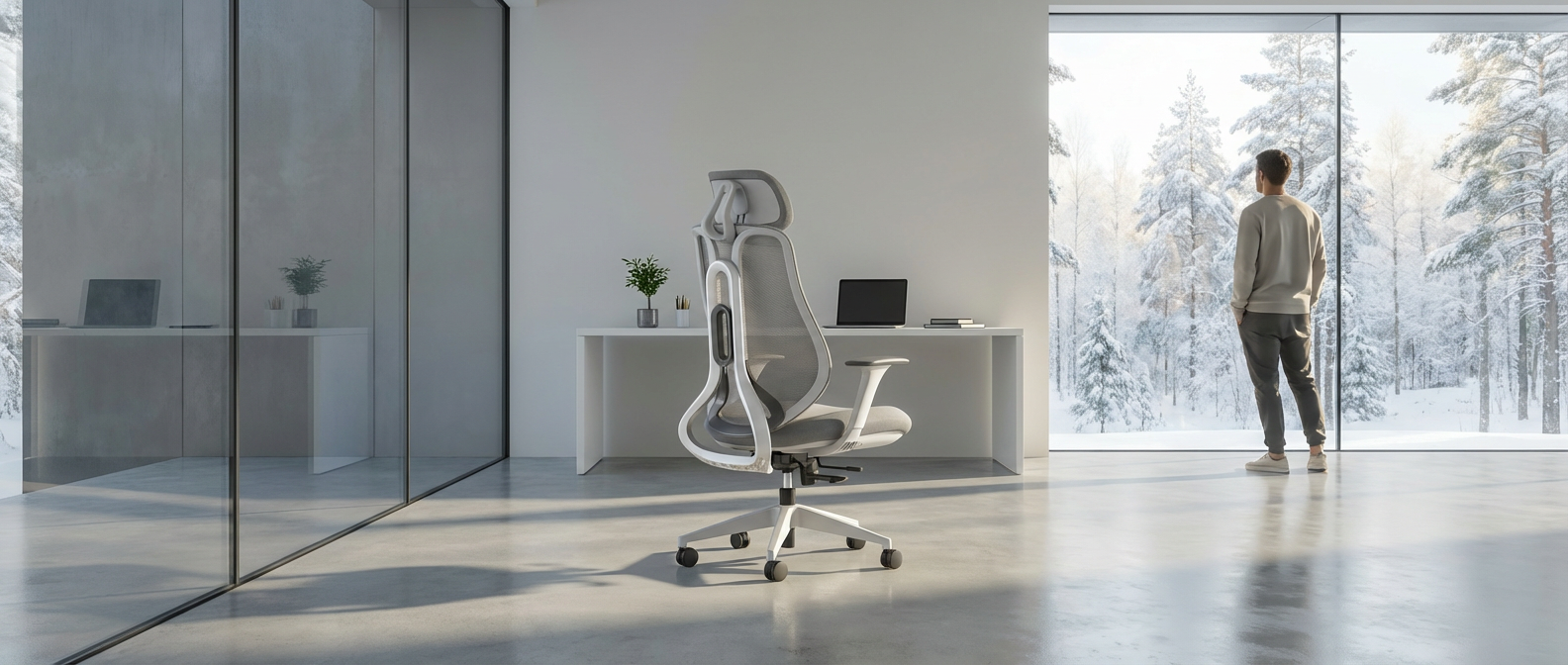 OmniSit Pro ergonominė kėdė minimalistiniame biure