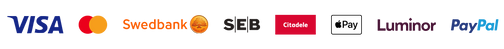 Payment methods: Visa, Mastercard, Swedbank, SEB, Citadele, Apple Pay, Luminor, PayPal